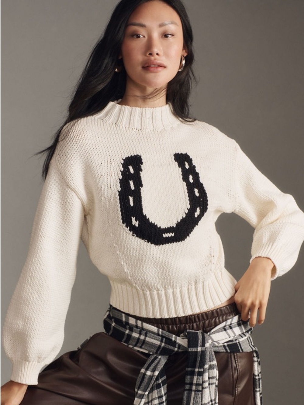 Maeve The Pippa Mock-Neck Sweater Icon Edition Black & White EUC